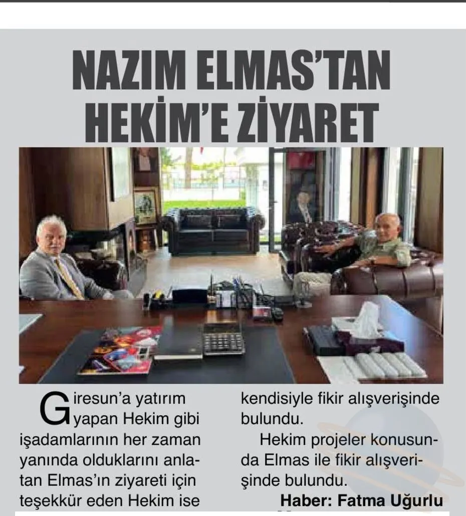 “NAZIM ELMAS’TAN HEKİM’E ZİYARET” haberinin gazete kupürü (Giresun Gündem) (2. bölüm)